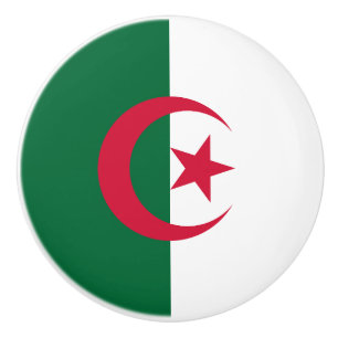 Keramik Knöpfe ziehen mit der Flagge Algeriens Keramikknauf
