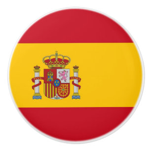 Keramik Knöpfe ziehen mit der Flagge Spaniens Keramikknauf