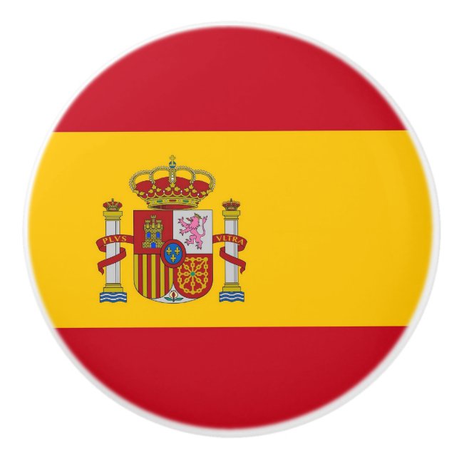 Keramik Knöpfe ziehen mit der Flagge Spaniens Keramikknauf (Vorderseite)