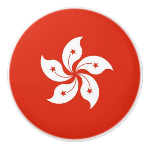 Keramik Knöpfe ziehen mit Flagge von Hongkong Keramikknauf
