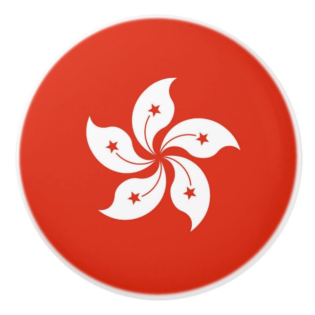 Keramik Knöpfe ziehen mit Flagge von Hongkong Keramikknauf (Vorderseite)