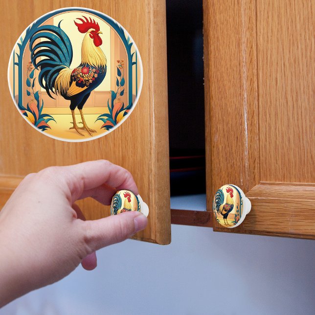 Keramik-Knotenpunkt "Country Manor Rooster" Keramikknauf (Von Creator hochgeladen)