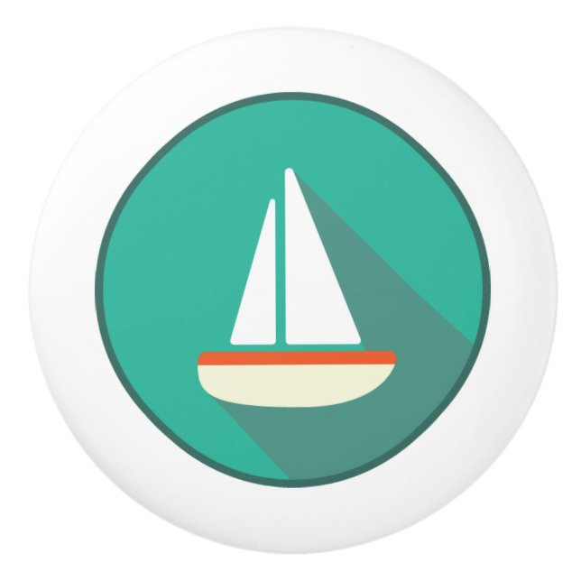 Keramik, Küstenleben, Segelboot Keramikknauf (Vorderseite)