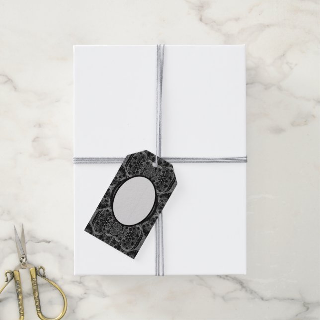 Keramik Lace Black Geschenkanhänger (Mit Garn)