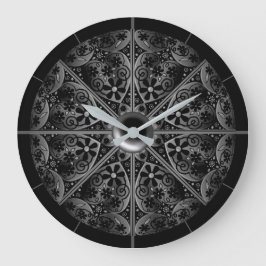 Keramik Lace Black Große Wanduhr