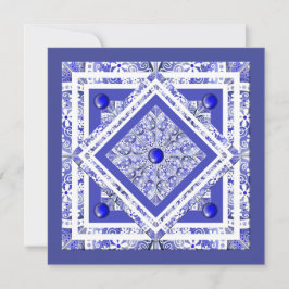 Keramik Lace Blue of Greece Blankokarte Karte