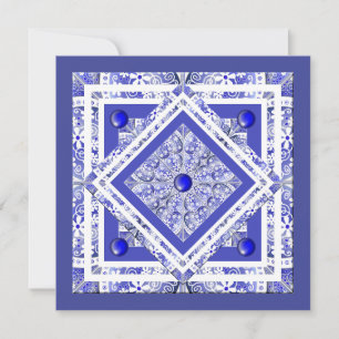 Keramik Lace Blue of Greece Blankokarte Karte