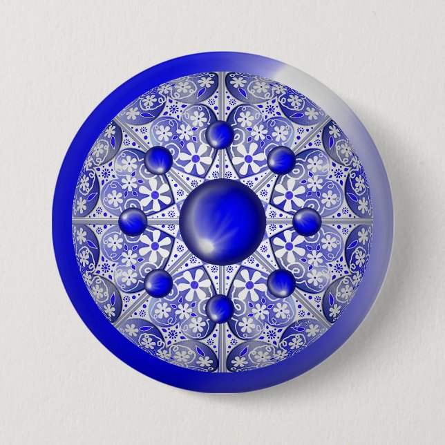 Keramik Lace Blue of Greece Button (Vorderseite)
