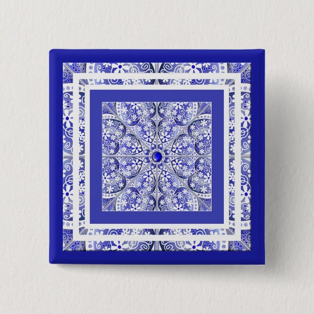 Keramik Lace Blue of Greece Button (Vorderseite)
