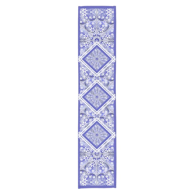 Keramik Lace Blue of Greece Kurzer Tischläufer (Vorderseite)