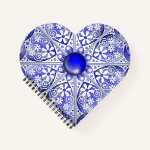 Keramik Lace Blue of Greece Notizbuch