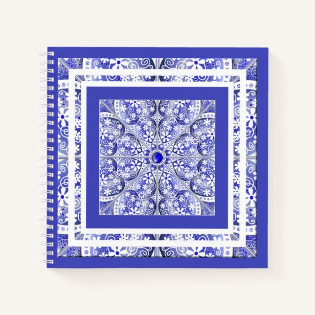 Keramik Lace Blue of Greece Notizbuch (Vorderseite)