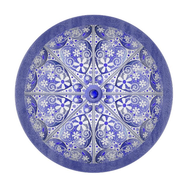 Keramik Lace Blue of Greece Schneidebrett (Vorderseite)