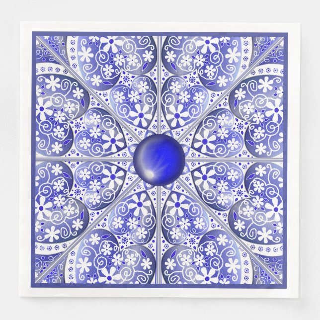 Keramik Lace Blue of Greece Serviette (Vorderseite)