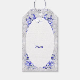 Keramik Lace Blue of Greece & Snowflake Geschenkanhänger