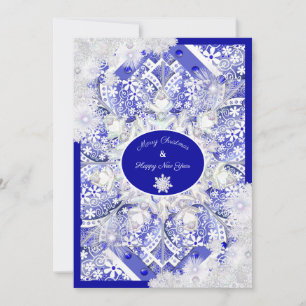 Keramik Lace Blue of Greece & Snowflake Karte