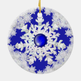 Keramik Lace Blue of Greece & Snowflake Keramik Ornament
