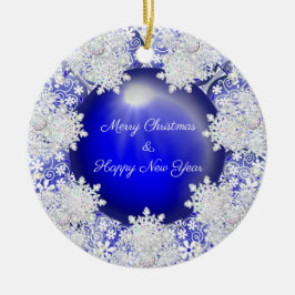 Keramik Lace Blue of Greece & Snowflake Keramik Ornament