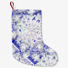 Keramik Lace Blue of Greece & Snowflake Kleiner Weihnachtsstrumpf