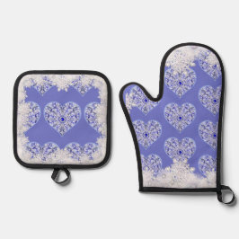 Keramik Lace Blue of Greece & Snowflake Ofenhandschuh & Topflappen-Set