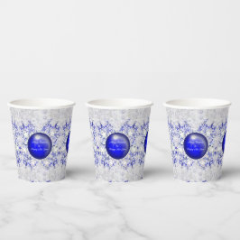 Keramik Lace Blue of Greece & Snowflake Pappbecher