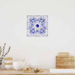 Keramik Lace Blue of Greece & Snowflake Poster