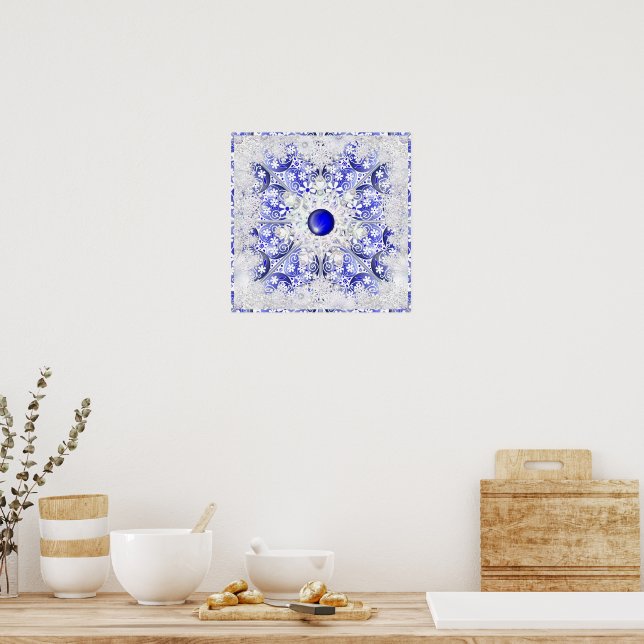 Keramik Lace Blue of Greece & Snowflake Poster (Küche)