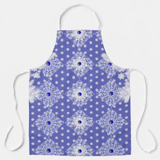 Keramik Lace Blue of Greece & Snowflake Schürze (Vorderseite)