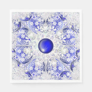 Keramik Lace Blue of Greece & Snowflakes Serviette