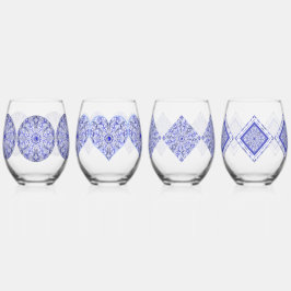 Keramik lace Blue of Greece Weinglas Ohne Stiel