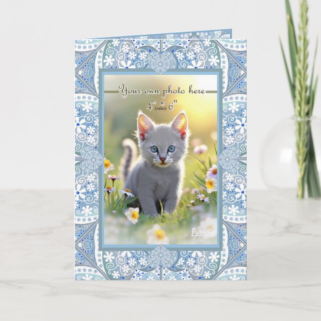 Keramik Lace Light Blue Dankeskarte (Vorderseite)