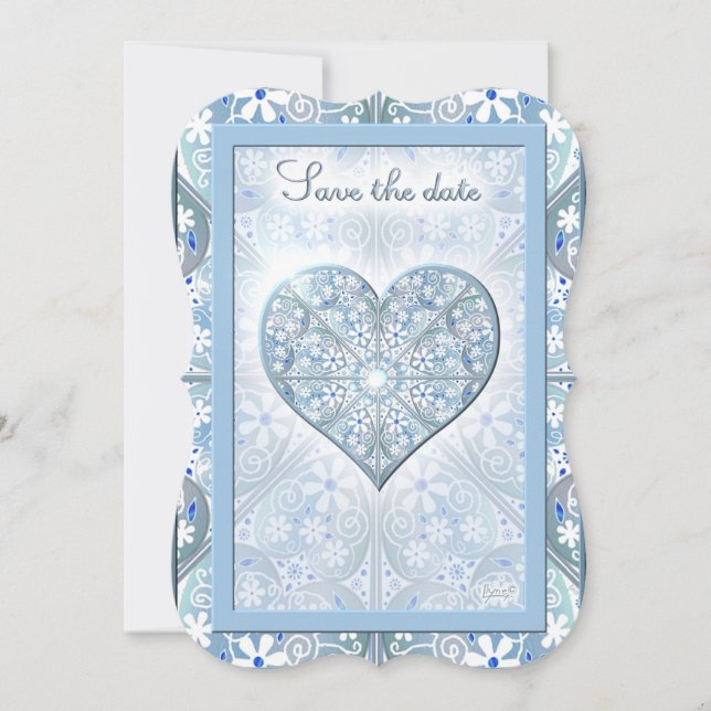 Keramik Lace Light Blue Einladung (Vorderseite)