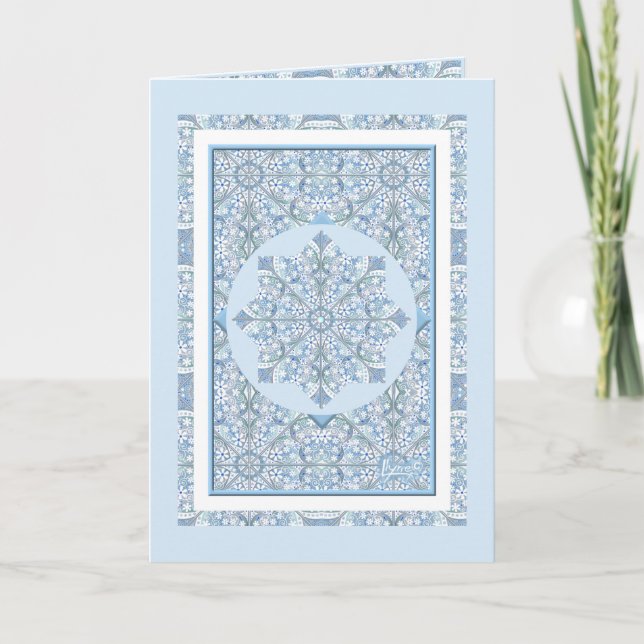 Keramik Lace Light blue Geburtstag Karte (Vorderseite)