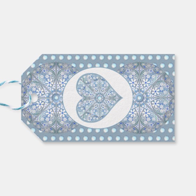 Keramik Lace Light Blue Geschenkanhänger (Rückseite Horizontal)