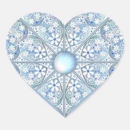 Keramik Lace Light Blue Herz-Aufkleber
