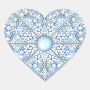 Keramik Lace Light Blue Herz-Aufkleber