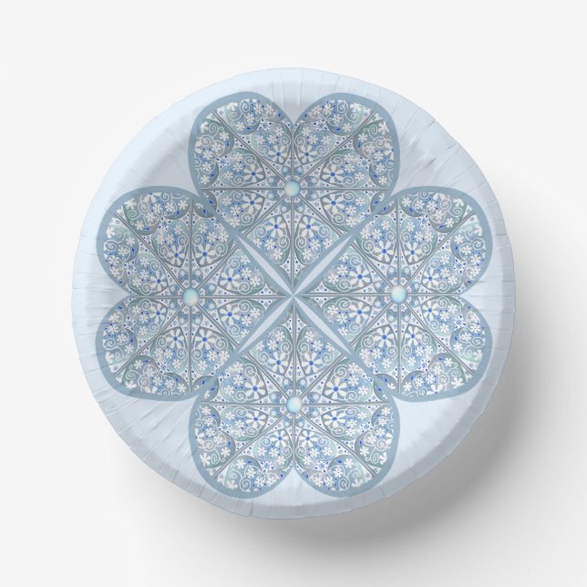Keramik Lace Light Blue Pappteller (Vorderseite)