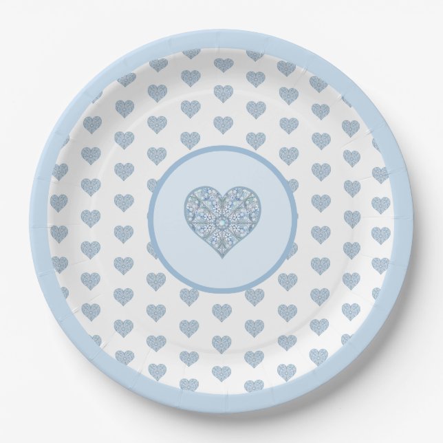 Keramik Lace Light Blue Pappteller (Vorderseite)