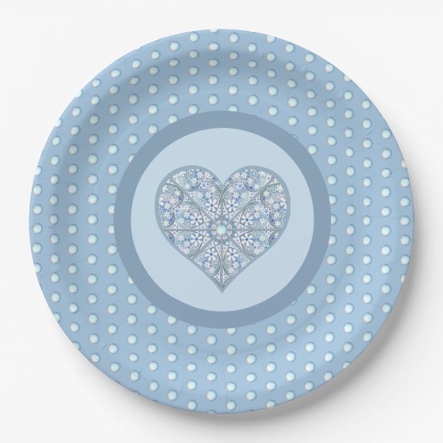 Keramik Lace Light Blue Pappteller (Vorderseite)