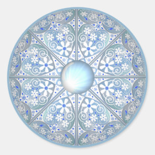 Keramik Lace Light Blue Runder Aufkleber