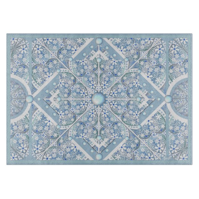 Keramik Lace light blue, Schneidebrett (Vorderseite)