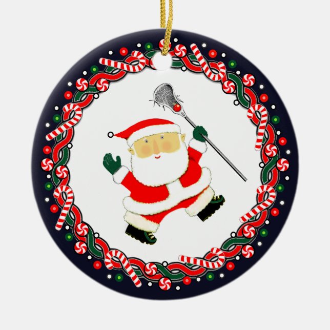Keramik Lacrosse Holiday Ornament (Vorne)