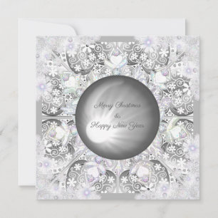 Keramik leicht grau & Schneeflocke Feiertagskarte