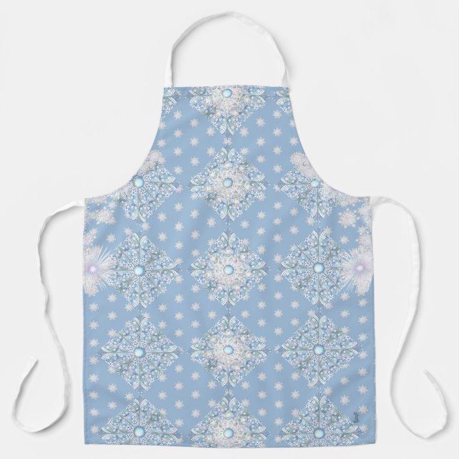 Keramik Light Blue & Snowflakes Schürze (Vorderseite)