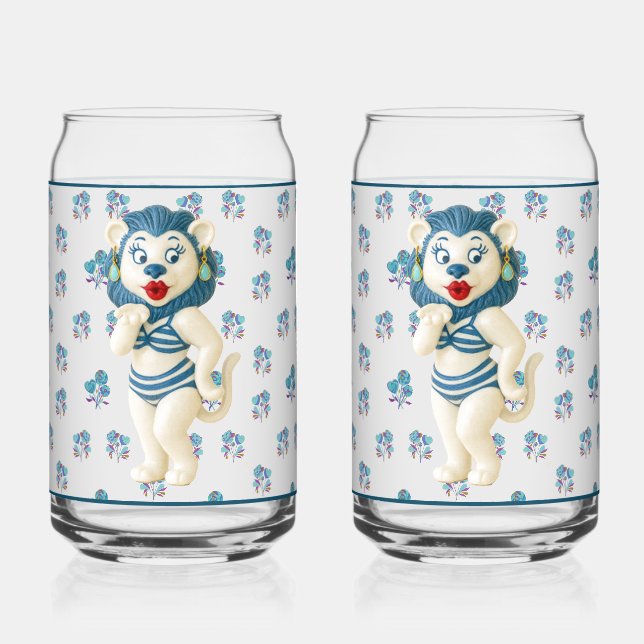 Keramik-Löwe-Soda-Glas Dosenglas (Vorderseite)
