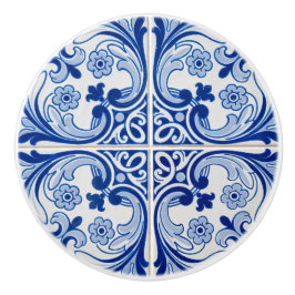 Keramik mit blauer und weißer klassischer Fliese Keramikknauf