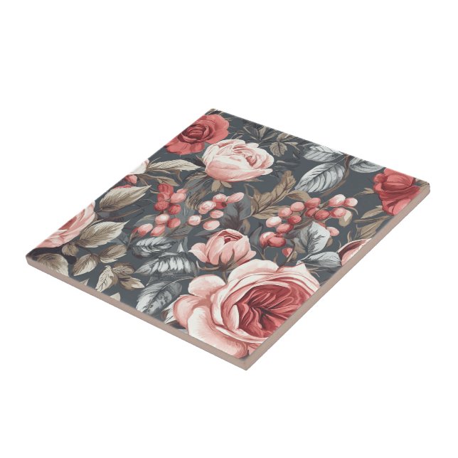 Keramik mit klassischer Rose für gemütliche Räume Fliese (Seite)