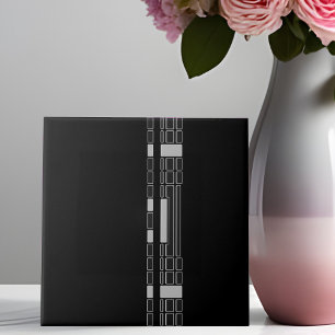 Keramik mit schwarzen geometrischen Strichen Art-D Fliese