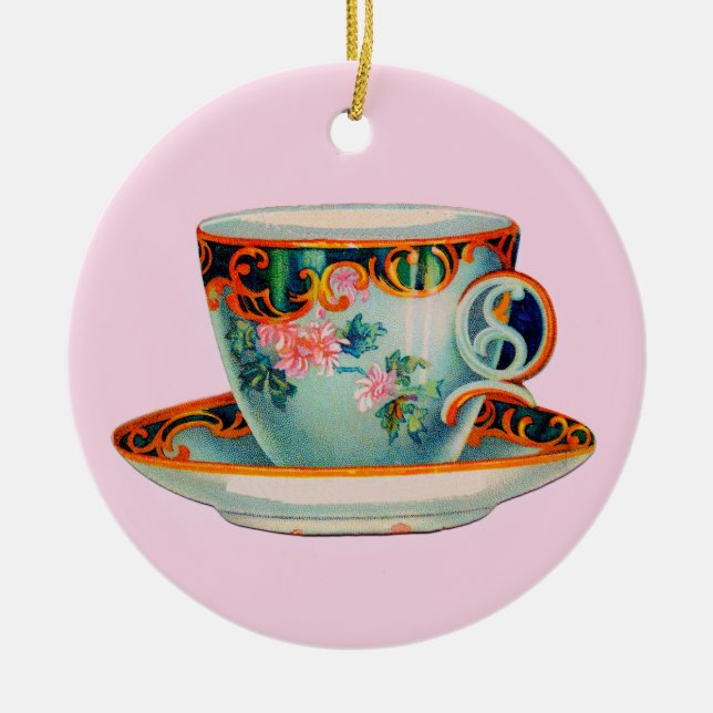 KERAMIK MIT VINTAGEM TEACUP KERAMIK ORNAMENT (Vorne)