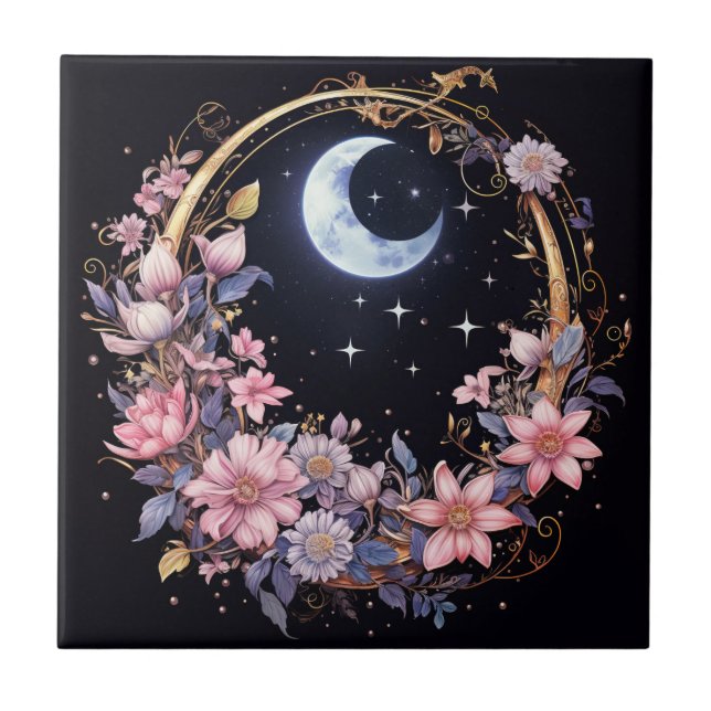 Keramik Moon Flower Garden Fliese (Vorderseite)